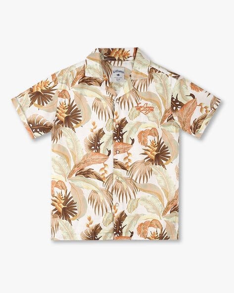 Lee Cooper Boys All-Over Tropical Print Relaxed Fit Shirt