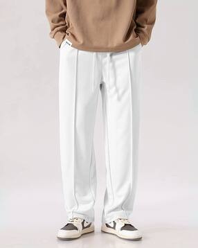 men straight track pants with drawstring