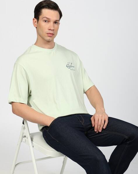 Calvin Klein Jeans Men A-REL Seasonal Mono Logo Print Relaxed Fit Crew-Neck T-Shirt