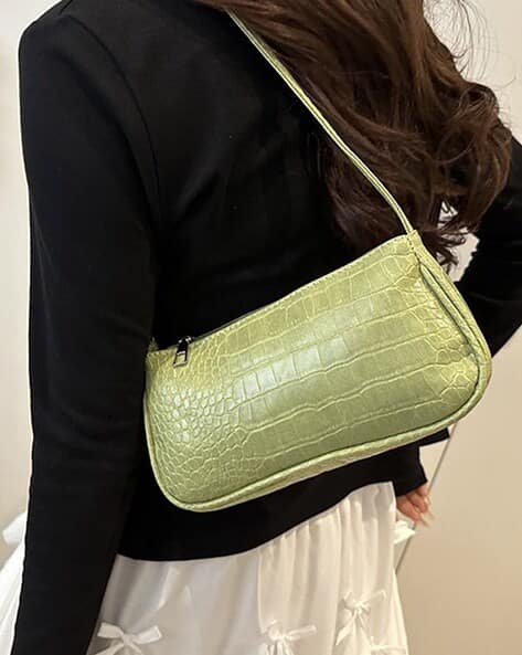 Lulu & Sky Women Croc-Embossed Shoulder Bag