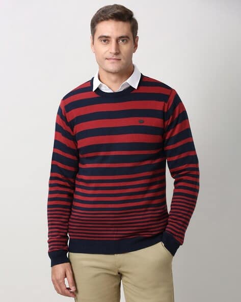 PETER ENGLAND Men Striped Regular Fit Round-Neck Pullover