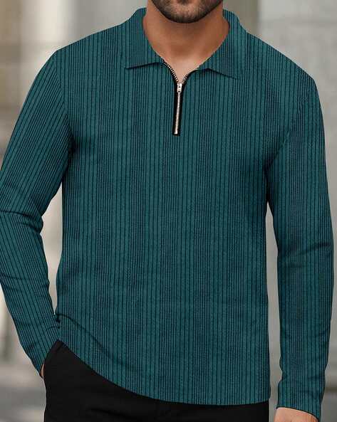 HK FASHION Men Textured Regular Fit Polo T-Shirt