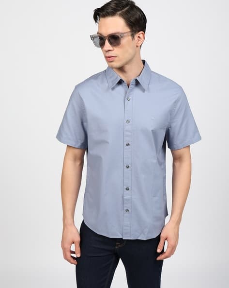 Calvin Klein Jeans Men Regular Fit Shirt with Spread Collar