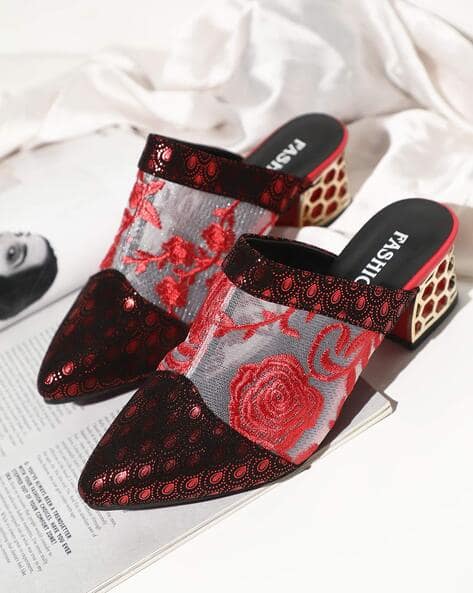Lulu & Sky Women Embroidered Chunky Heeled Sandals