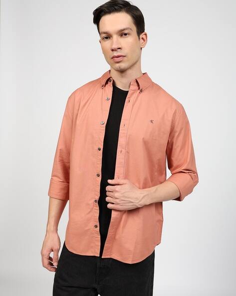 Calvin Klein Jeans Men Oxford Regular Fit Shirt with Logo Embroidery