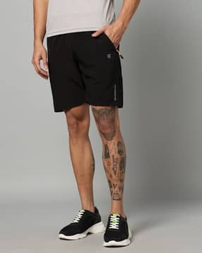 Men Relaxed Fit Shorts with Brand Print-image-8