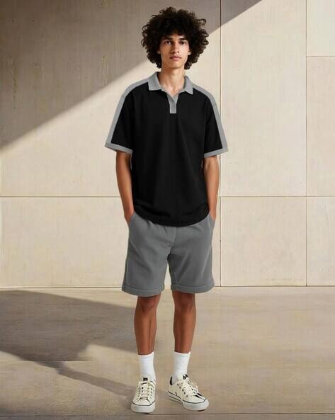 Buda Jeans Co Men Colourblock Relaxed Fit Polo T-Shirt