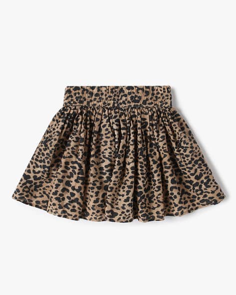 Girls Animal Print Regular Fit Mid-Rise Mini Skirt