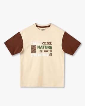 Boys Graphic Print Boxy Fit Round-Neck T-Shirt