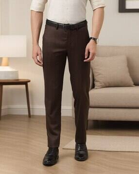 haul chic Men Slim Fit Flat-Front Trousers-picture-15