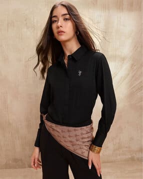 u.s. polo assn. Women Regular Fit Spread Collar Shirt-picture-33