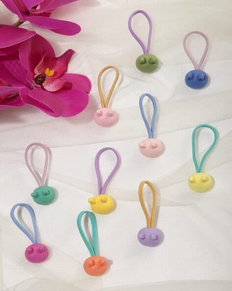 Lulu & Sky Women Set of 10 Hair Ties with Ball Charms