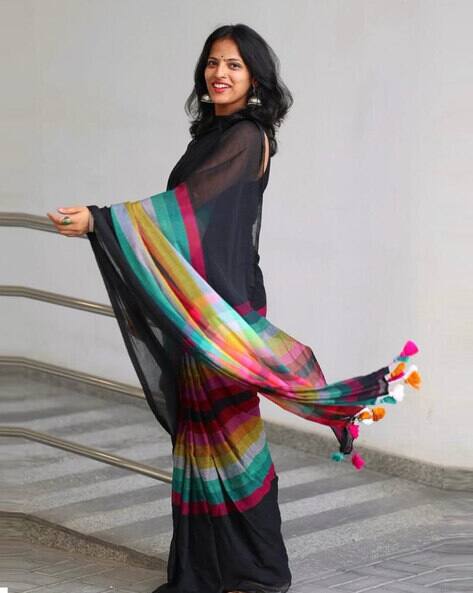 Indie Picks Pure Kalmakari Print Linen Cotton Saree