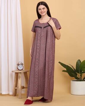 sweet dreams Women Floral Print Scoop-Neck Nightie-picture-16