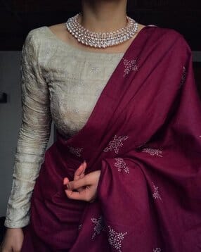 nyrika Women Embroidered Saree with Blouse Piece -picture-23