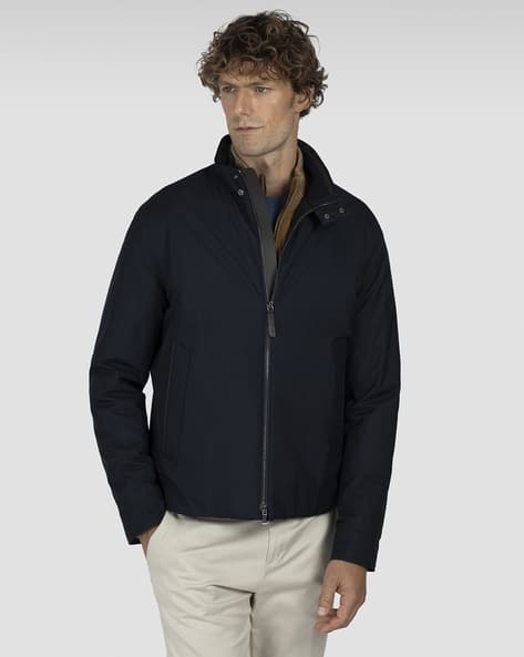 Buy PAUL SHARK Detailed Shark Fin Regular Fit Leather Jacket