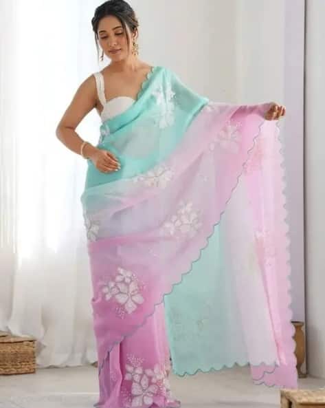 SVARAA Embroidery Work Jimmy Choo Silk Saree