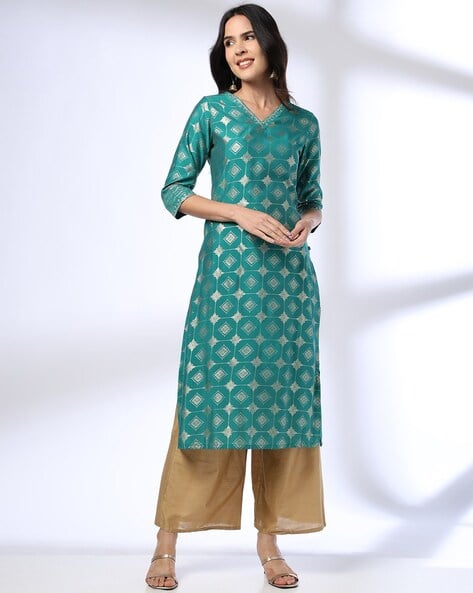 AVAASA MIX N' MATCH Women Printed Straight Kurta with Insert Pocket