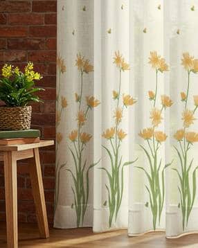 Pack of 2 Sheer Printed Curtains with Eyelets-image-15