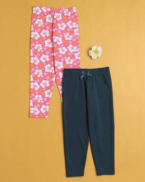 bumzee Girls Pack of 2 Floral Print Leggings with Elasticated Waistband-picture-31