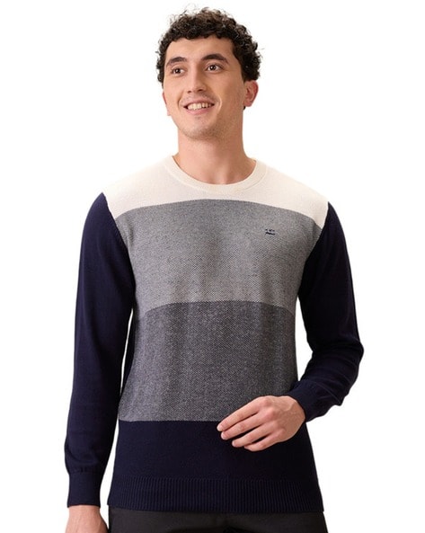 Colorplus Men Colourblock Regular Fit Round-Neck Pullover