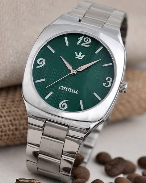 Crestello Men Analogue Watch with Stainless Steel Strap- CR-G251-GRN-CH