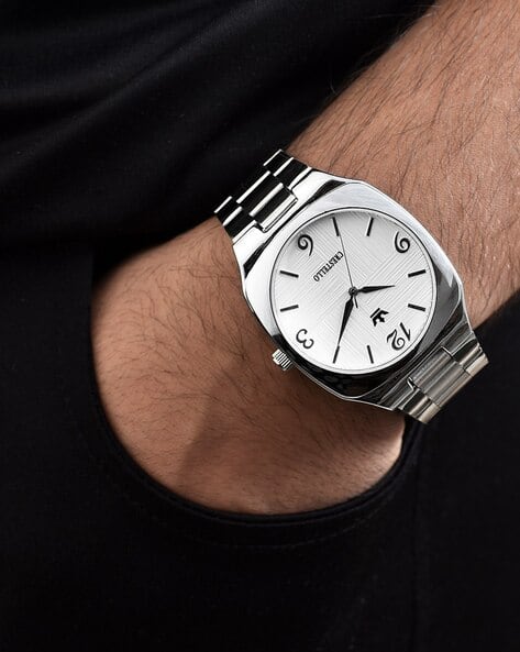 Crestello Men Analogue Watch with Stainless Steel Strap- CR-G251-WHT-CH