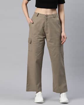 Women High-Rise Relaxed Fit Cotton Cargo Pants-image-45
