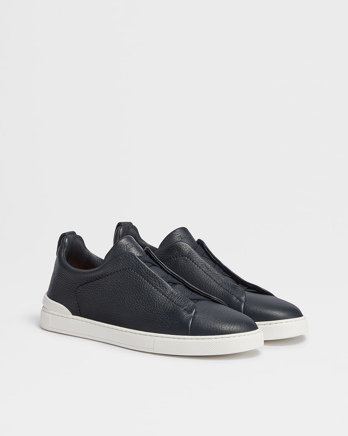 Buy Zegna Men Low-Top Slip-On Sneakers | Navy Blue Color Men