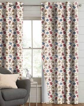 Set of 2 Leaf Print Door Curtains with Eyelets Header