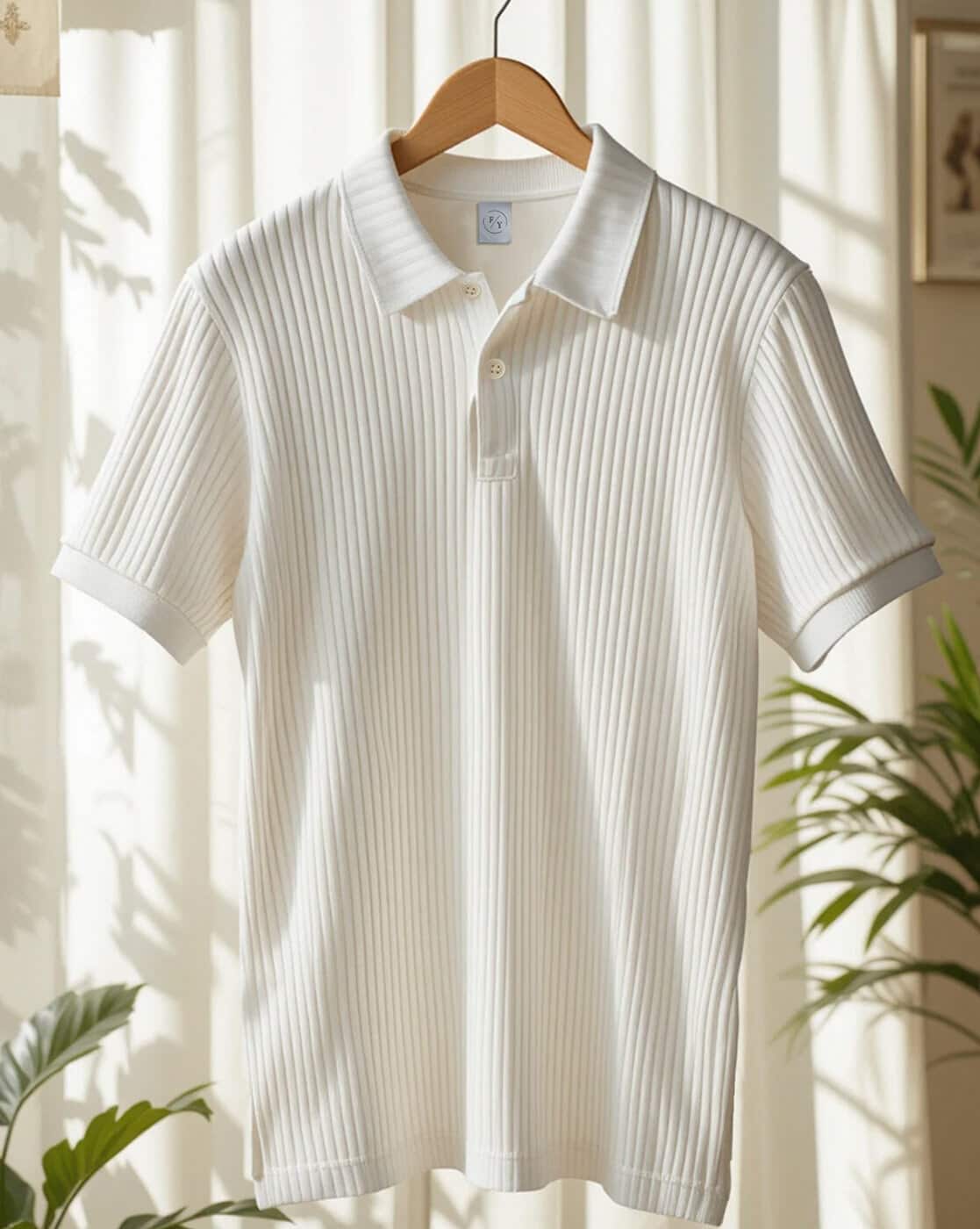 NEONOMAD Men Ribbed Regular Fit Polo T-Shirt For Men (White, L)