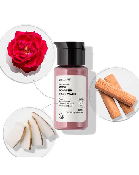 Brillare Rose Powder Face Wash for Younger Looking Skin with Sandalwood & Coconut
