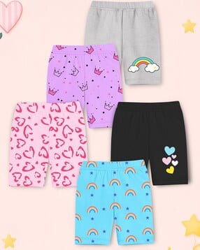 trampoline Girl Pack of 5 Graphic Print Slim Fit Shorts-picture-31