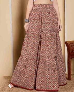 Women Cotton Printed Flared Skirt-image-11