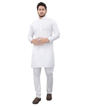 divra clothing Men Regular Fit Long Kurta with Band Collar-picture-19