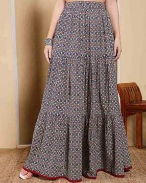 Women Cotton Printed Flared Skirt-image-10