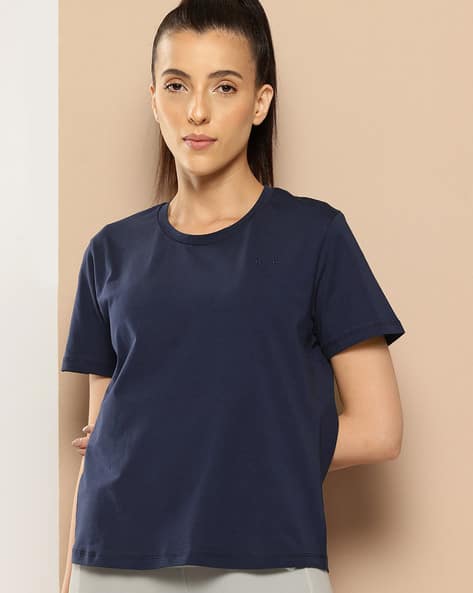Women Slim Fit Round-Neck T-shirt Gym Athleisure