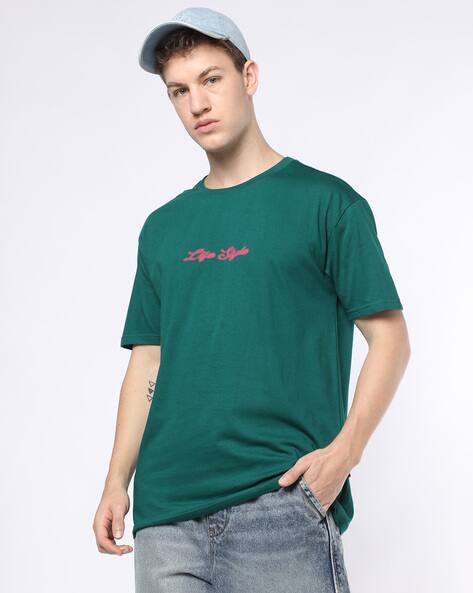 Buda Jeans Co Men Loose Fit Crew-Neck T-Shirt with Typographic Print