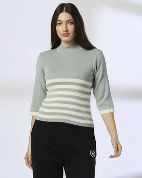 teamspirit Women Placement Striped Boxy Fit Pullover-picture-12
