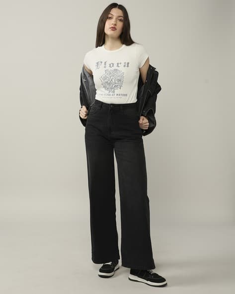 Lee Cooper Women High-Rise Wide-Leg Jeans