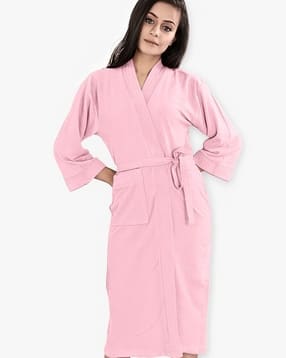 lacylook Bathrobe with Patch-Pocket & Tie-Up Front-picture-21