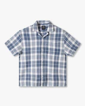 Boys Checked Boxy Fit Resort Shirt with Patch Pocket