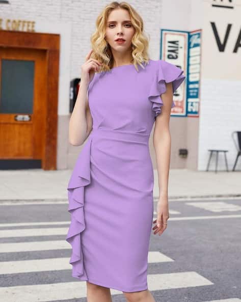 bodycon dress with frills Buy AVANOVA Women Ruffles Online Dusty Blue Sizing The model: 32286 Summer blue for a Color:Pink Sleeveless