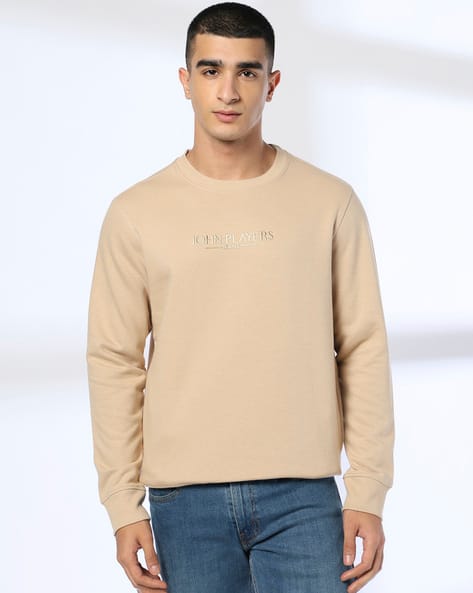 JOHN PLAYERS JEANS Men Brand Print Slim Fit Crew-Neck Sweatshirt