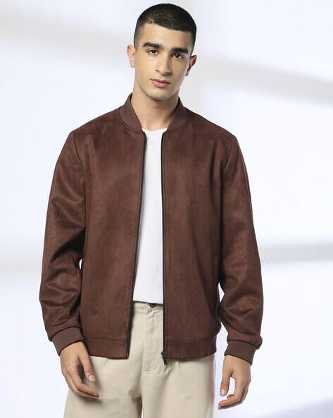 Buy Altheory by AZORTE Suede Bomber Jacket Online | Ajio.com