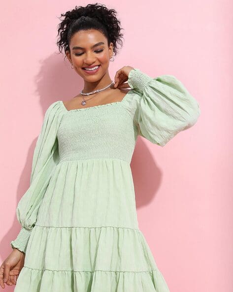 tokyo talkies fit and flare dress Buy TOKYO TALKIES Women Blue Printed Fit & Flare Button-Down Mini Dress (L) Online