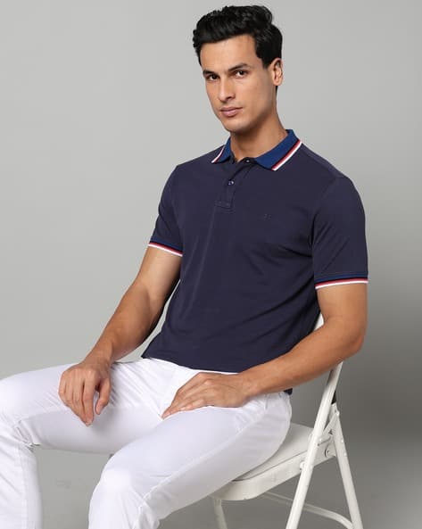 INDIAN TERRAIN Men Regualr Fit Polo T-Shirt with Contrast Tipping