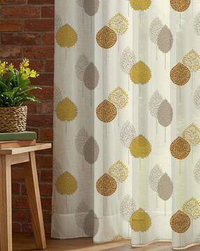 Set of 2 Printed Window Curtains with Eyelets Header