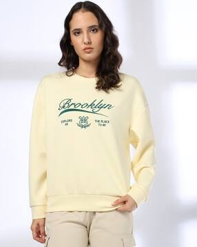 teamspirit Women Typographic Embroidered Relaxed Fit Sweatshirt-picture-14
