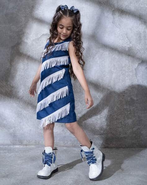 Girls Round Neck Fit and Flare Dress